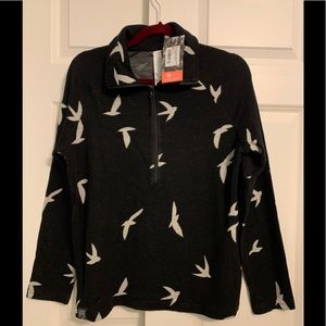 Oiselle NWT 1/2 zip wazzie wool birds size L